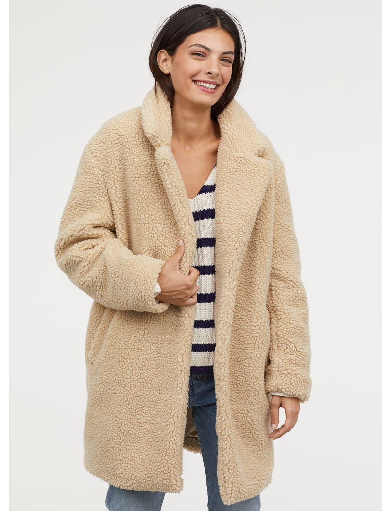 manteau femme mouton beige