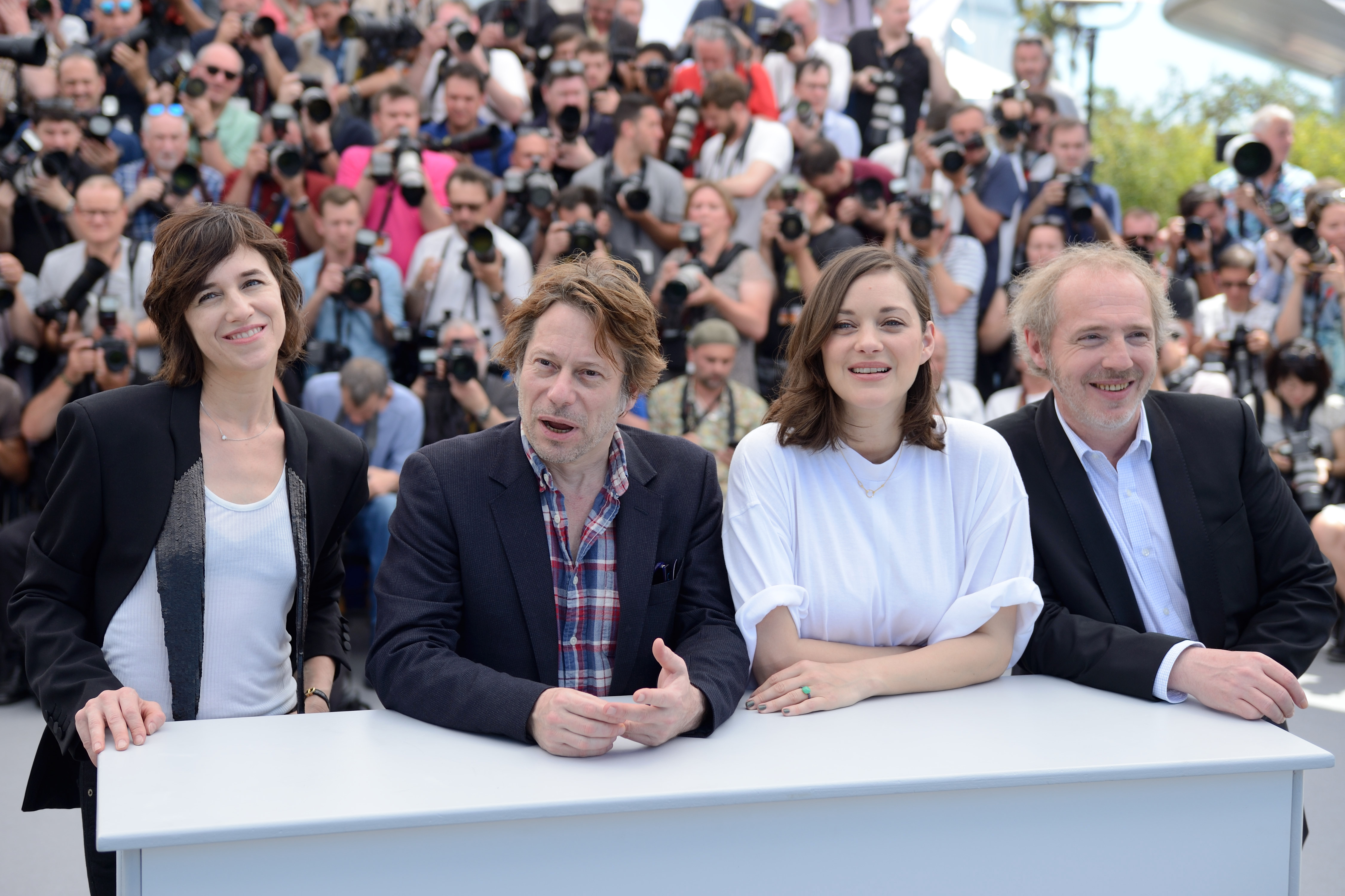 Director Arnaud Desplechin, Mathieu Amalric posing at Les Fantomes d'Ismael  photocall held at the Palais des Festivals in Cannes, France on May 17,  2017, as part of the 70th Cannes Film Festival.