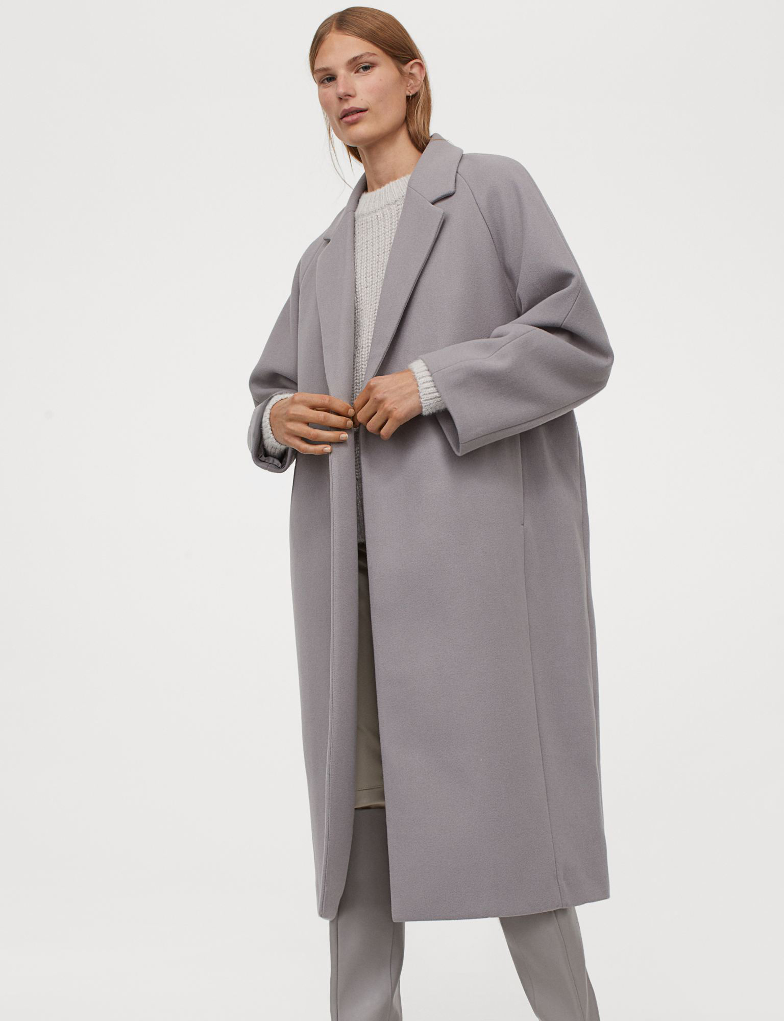 manteau long femme hiver gris