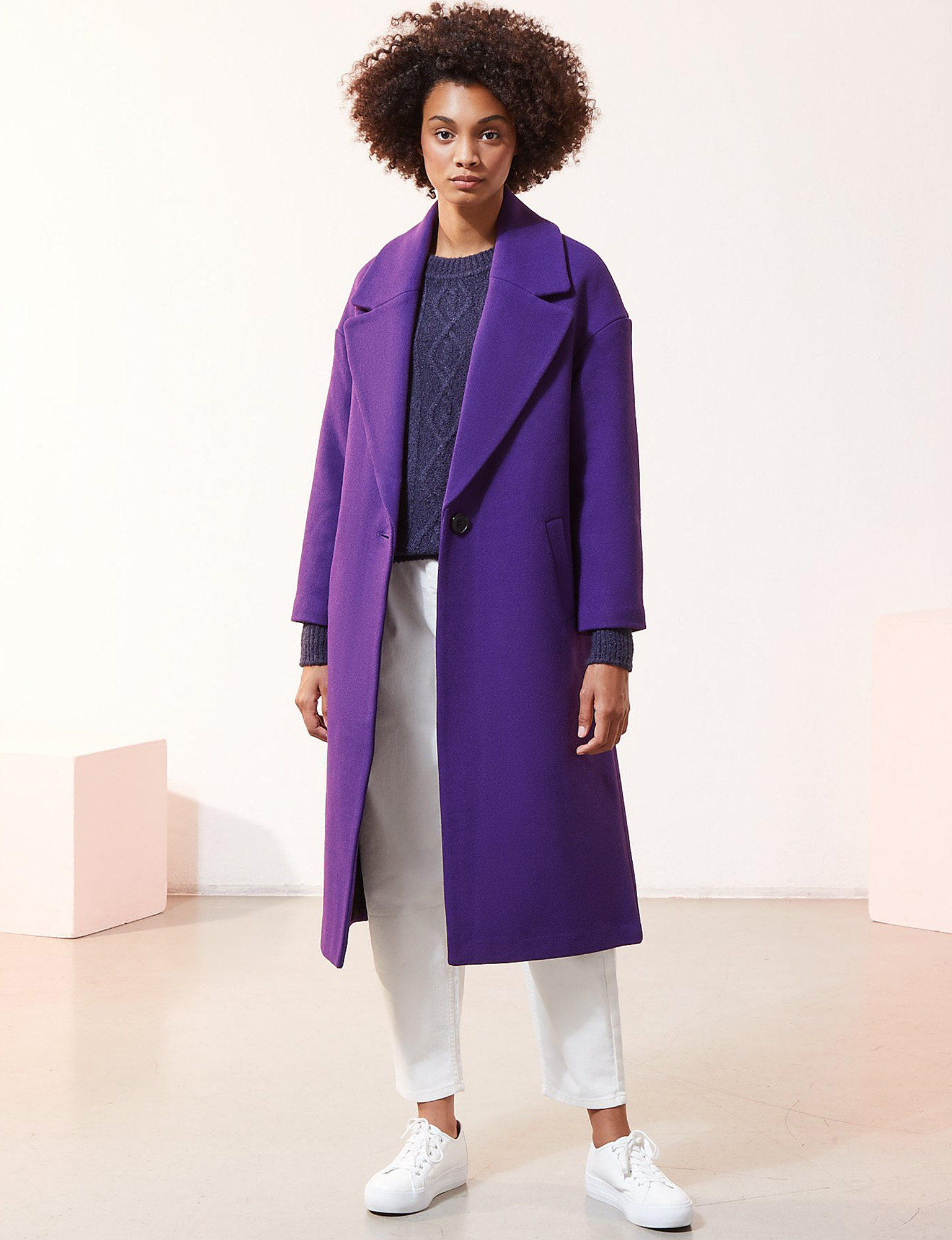 manteau long violet
